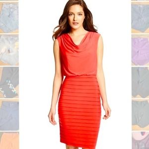 Adrianna Papell Coral Layered Dress Size 6